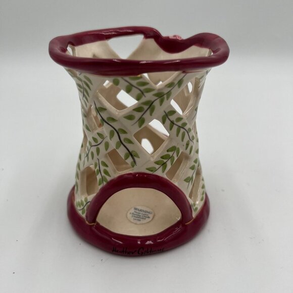 Blue Sky Clayworks Heather Goldminc Cat Rise Flowers 2004 Tealite - Picture 5 of 11